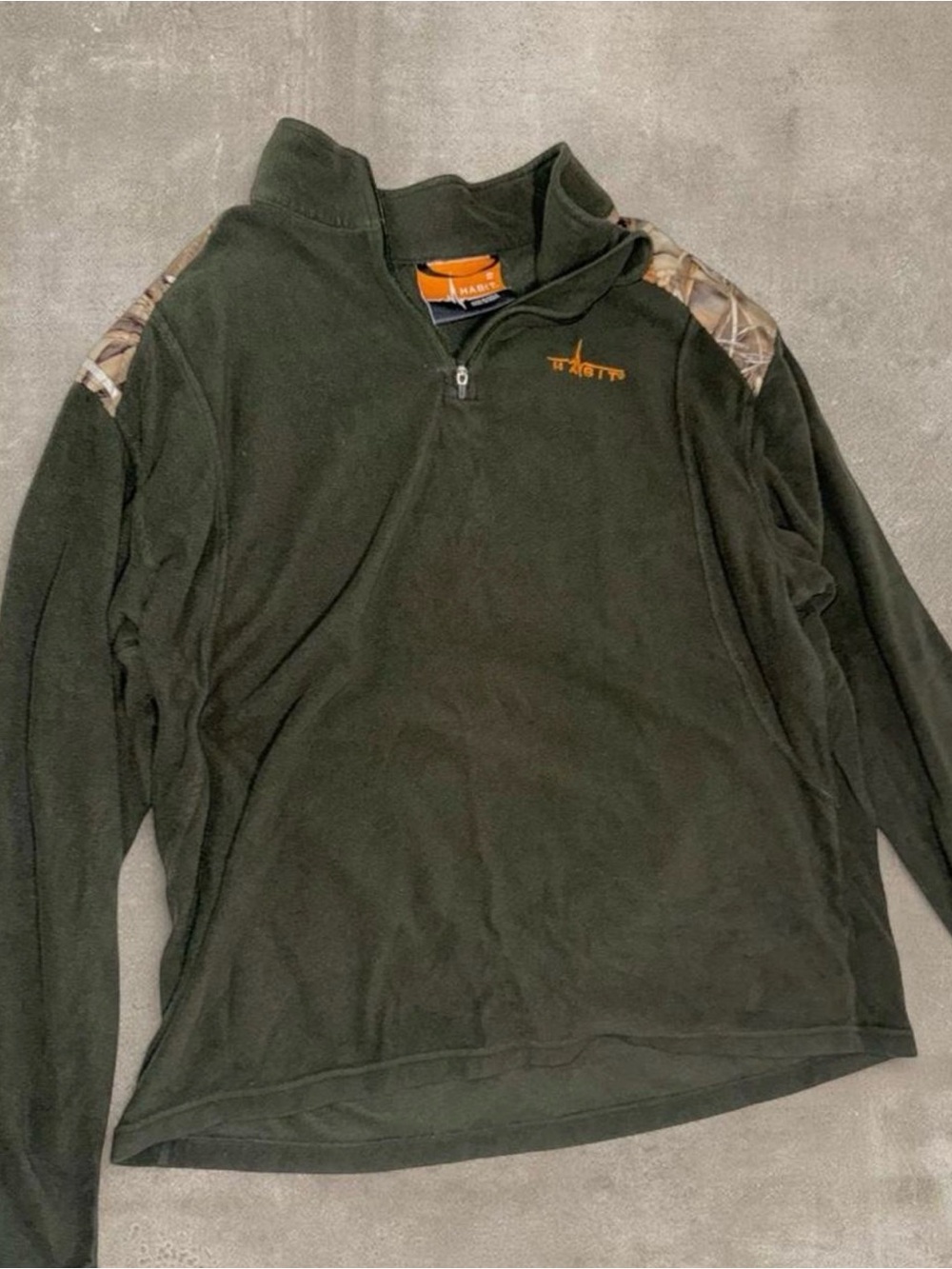 Realtree Olive Green Half-Zip Fleece with Camo Shoulder Panels